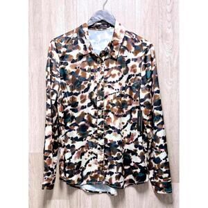 Dictionary Tie Dye Button Up Blouse Women Size Medium